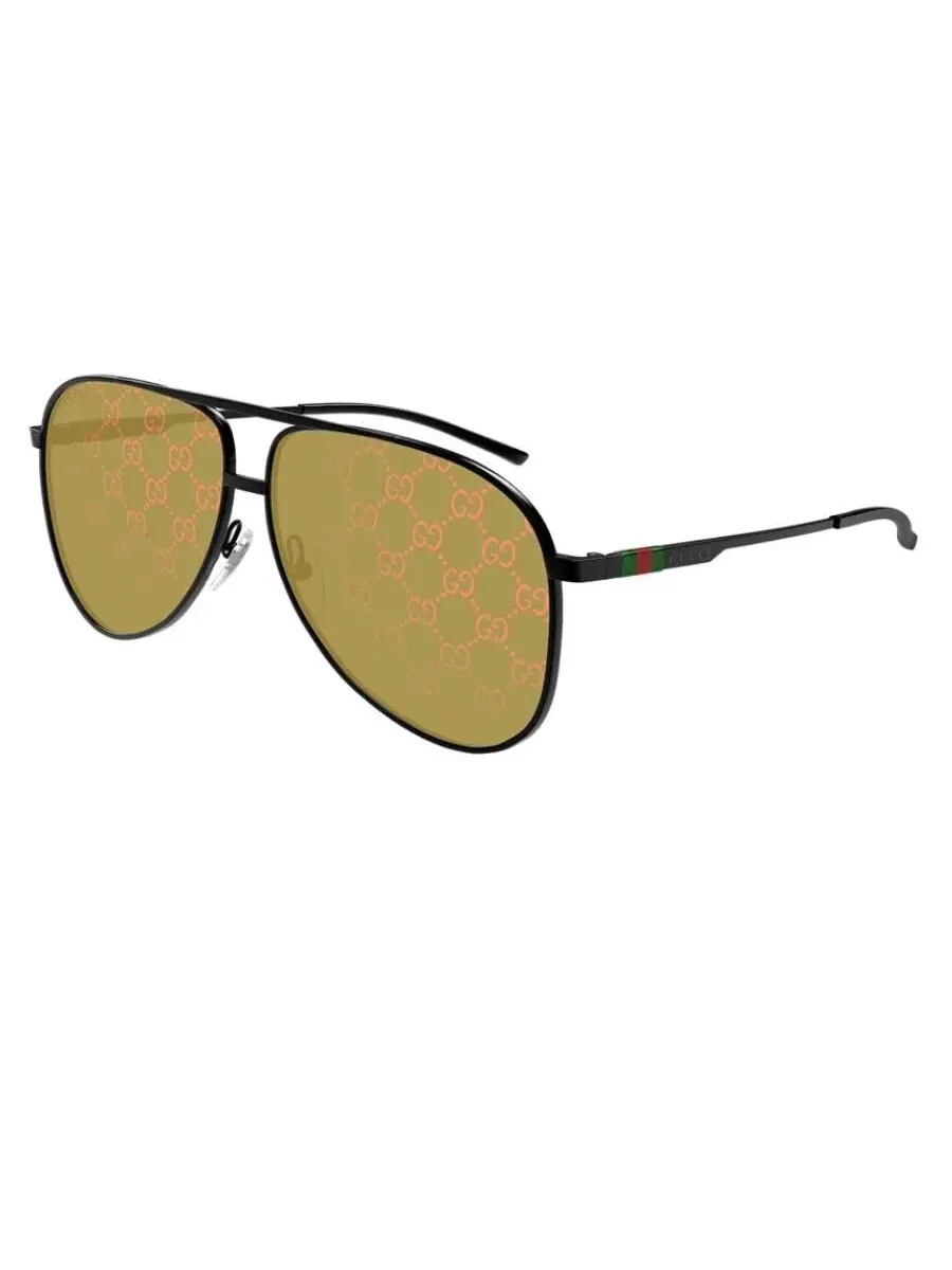 Мужские солнцезащитные очки Gucci Yellow Mirror Logo Pilot GG1677S 005 62 — изображение 2 из 4, черный