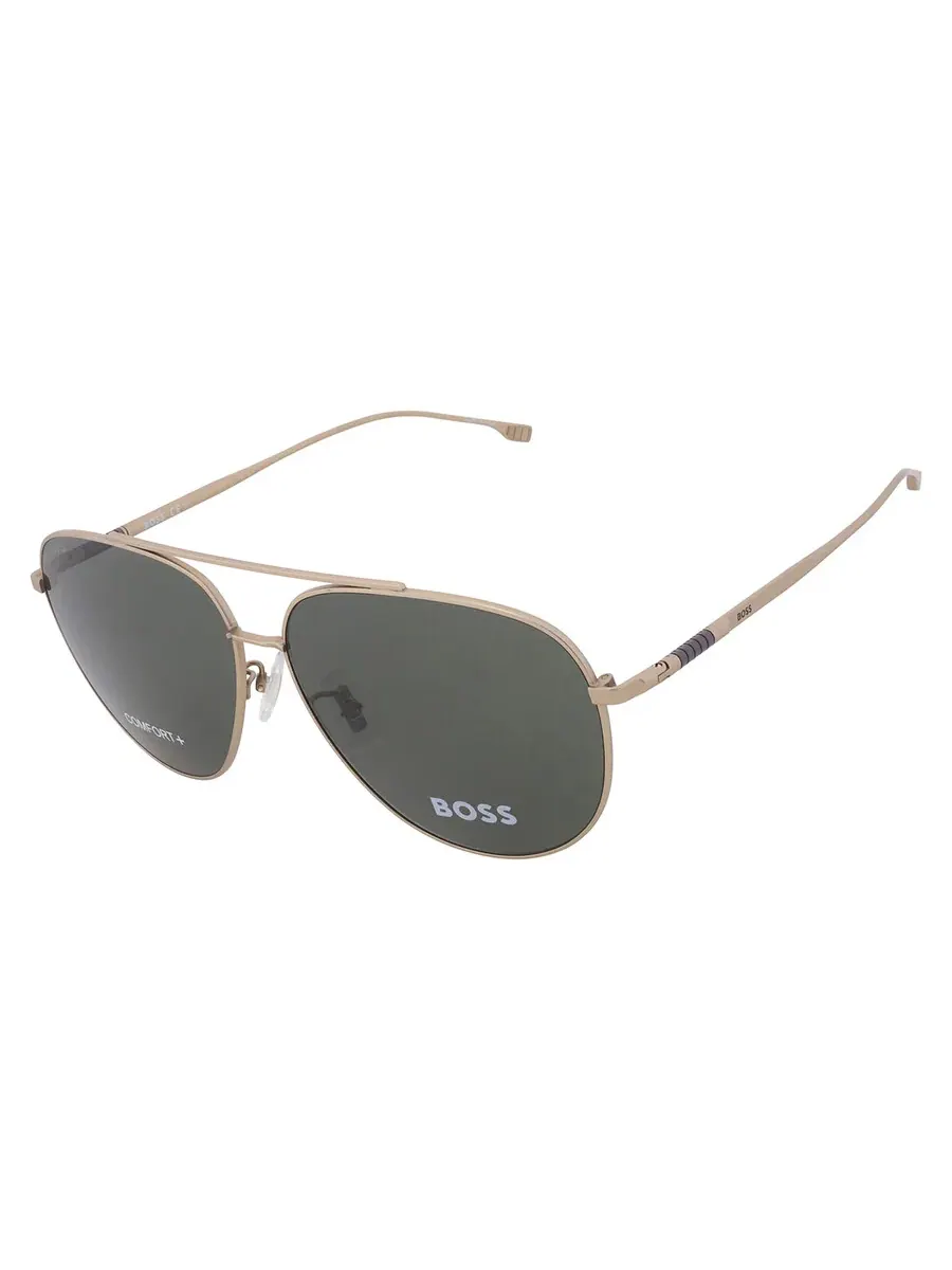 Мужские солнцезащитные очки Hugo Boss Green Pilot BOSS 1296/F/S 0AOZ/QT 63 — изображение 3 из 5, золотистый