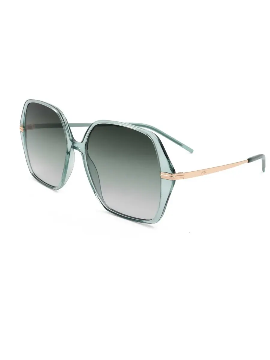 Серые с зеленым квадратные женские солнцезащитные очки Hugo Boss BOSS1660/S PEF/IB — изображение 1 из 1, прозрачный зеленый