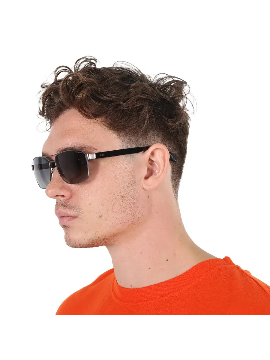 Серые прямоугольные мужские солнцезащитные очки Hugo Boss BOSS 1559/O/S 0R80/WJ 60 — изображение 2 из 6, серый