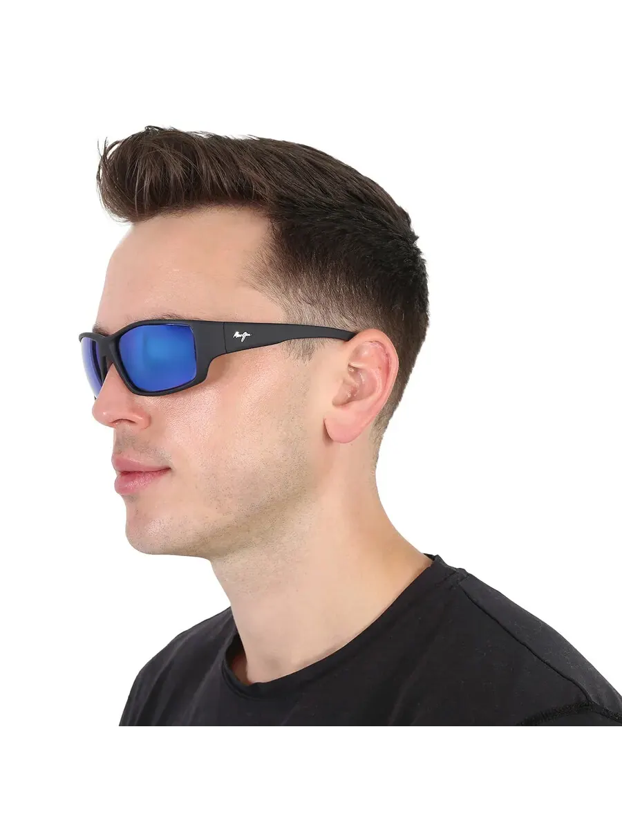 Солнцезащитные очки для мужчин Maui Jim Local Kine Blue Hawaii прямоугольной формы B810-53B 61 — изображение 2 из 5