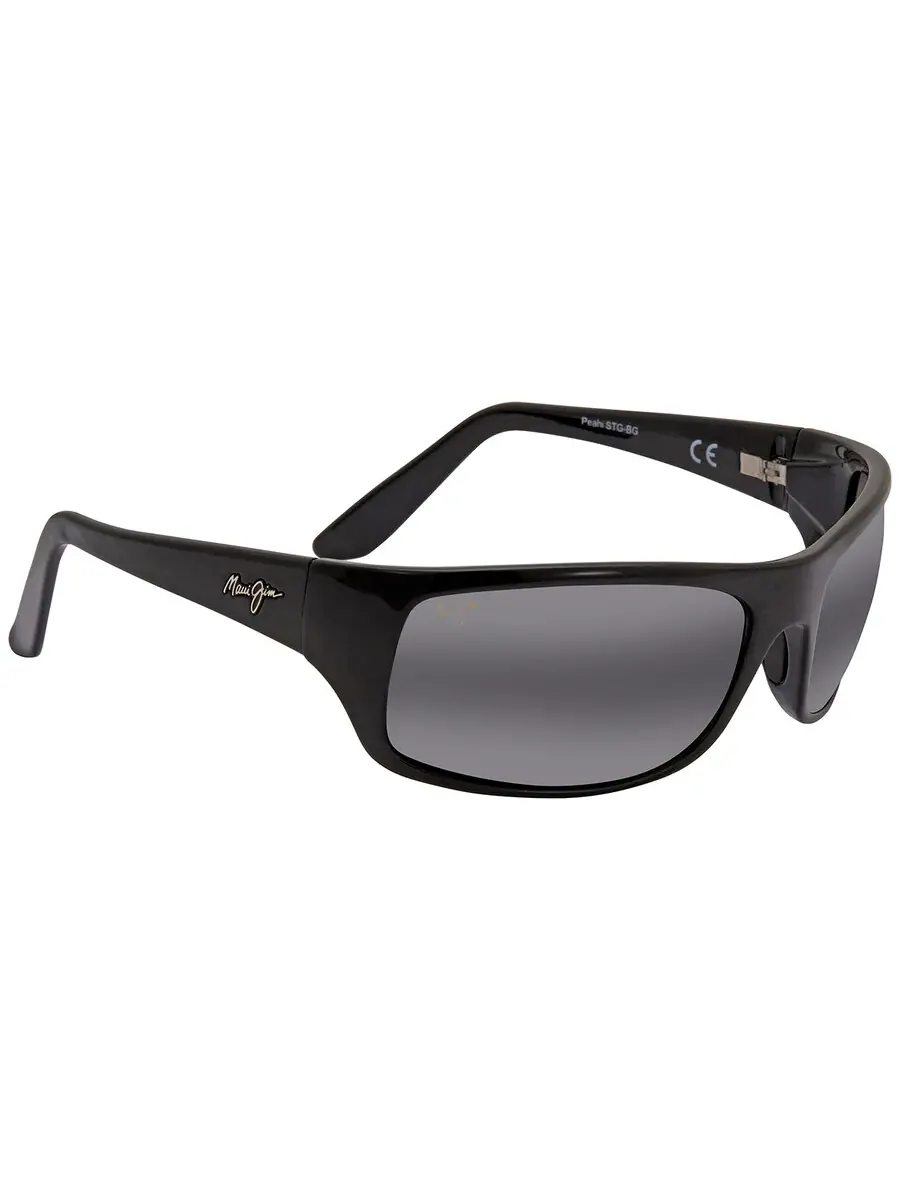 Солнцезащитные очки Maui Jim Peahi Neutral Grey Wrap унисекс 202-02 65 — изображение 2 из 3, черный