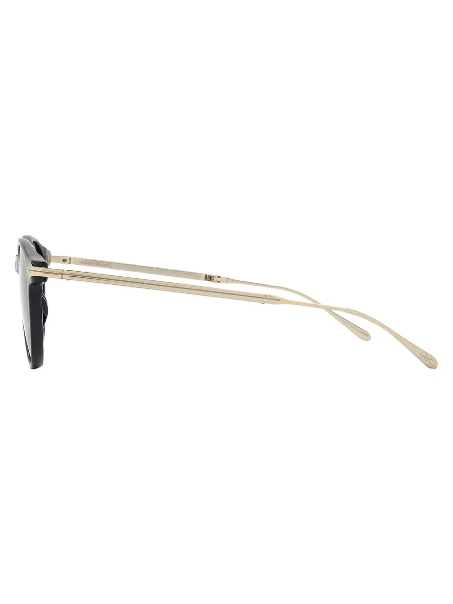 Серые мужские солнцезащитные очки Montblanc круглые MB0407S 001 49 — изображение 3 из 4, черный золотистый