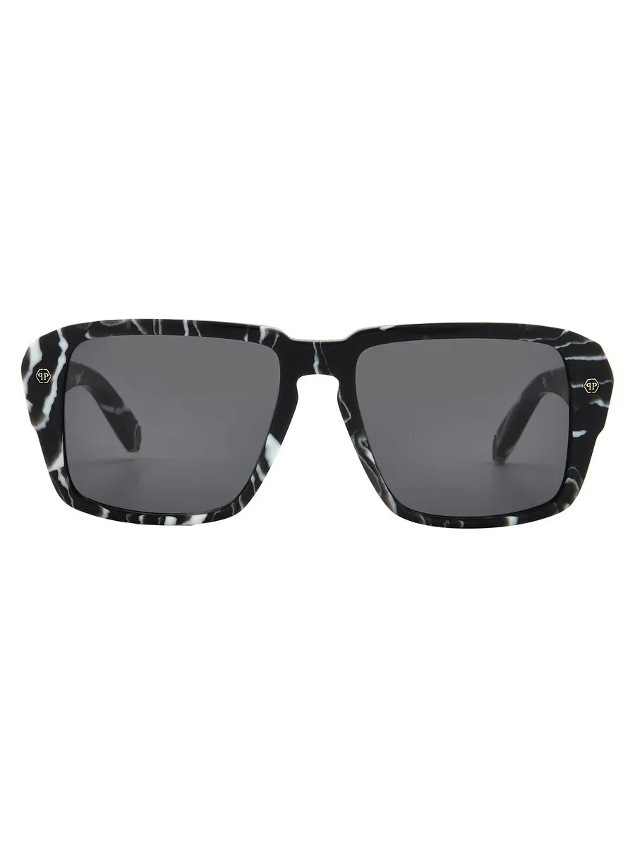 Женские солнцезащитные очки Philipp Plein Smoke Square SPP081 0Z21 55 — изображение 1 из 4, черный