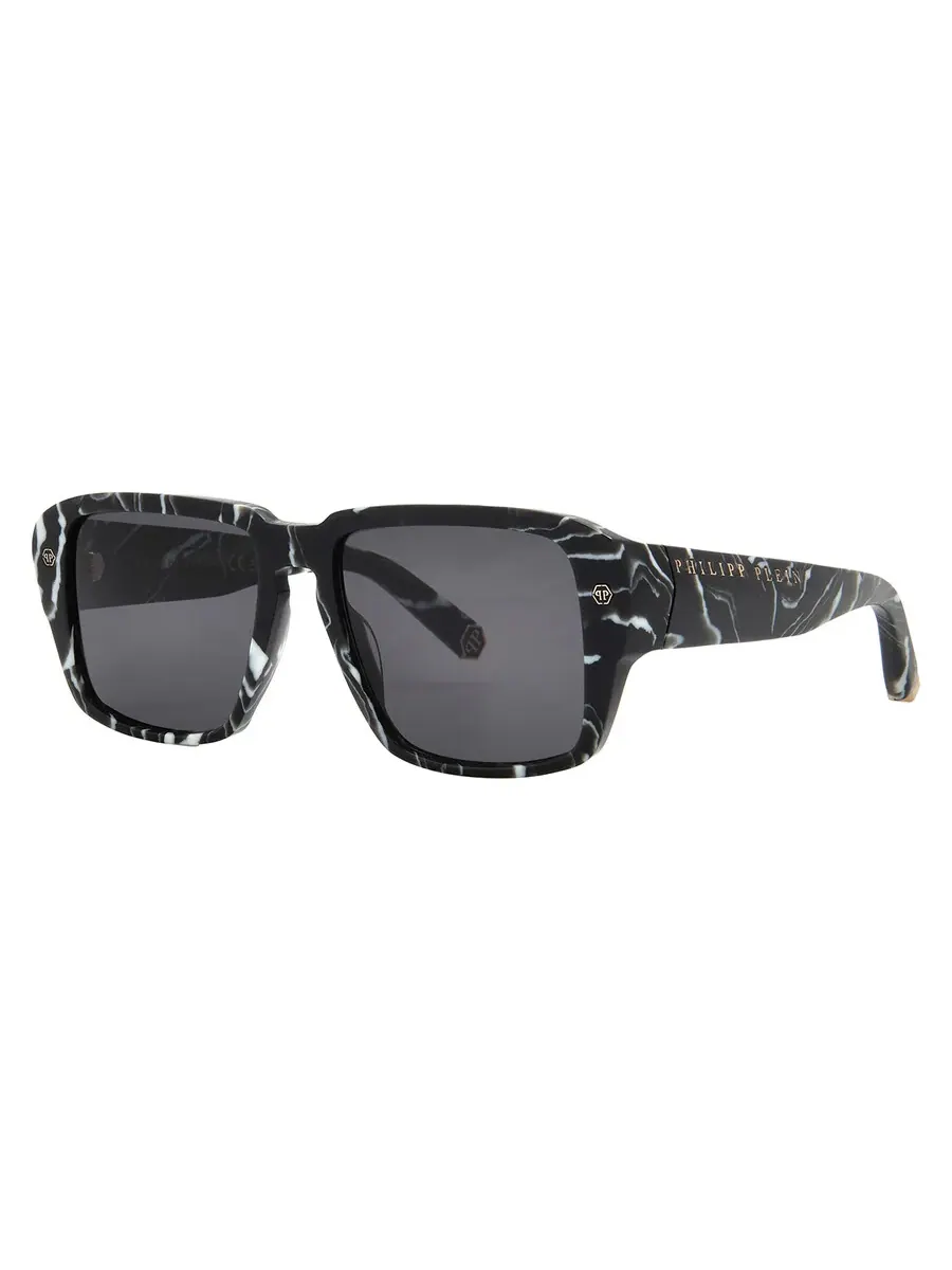Женские солнцезащитные очки Philipp Plein Smoke Square SPP081 0Z21 55 — изображение 2 из 4, черный