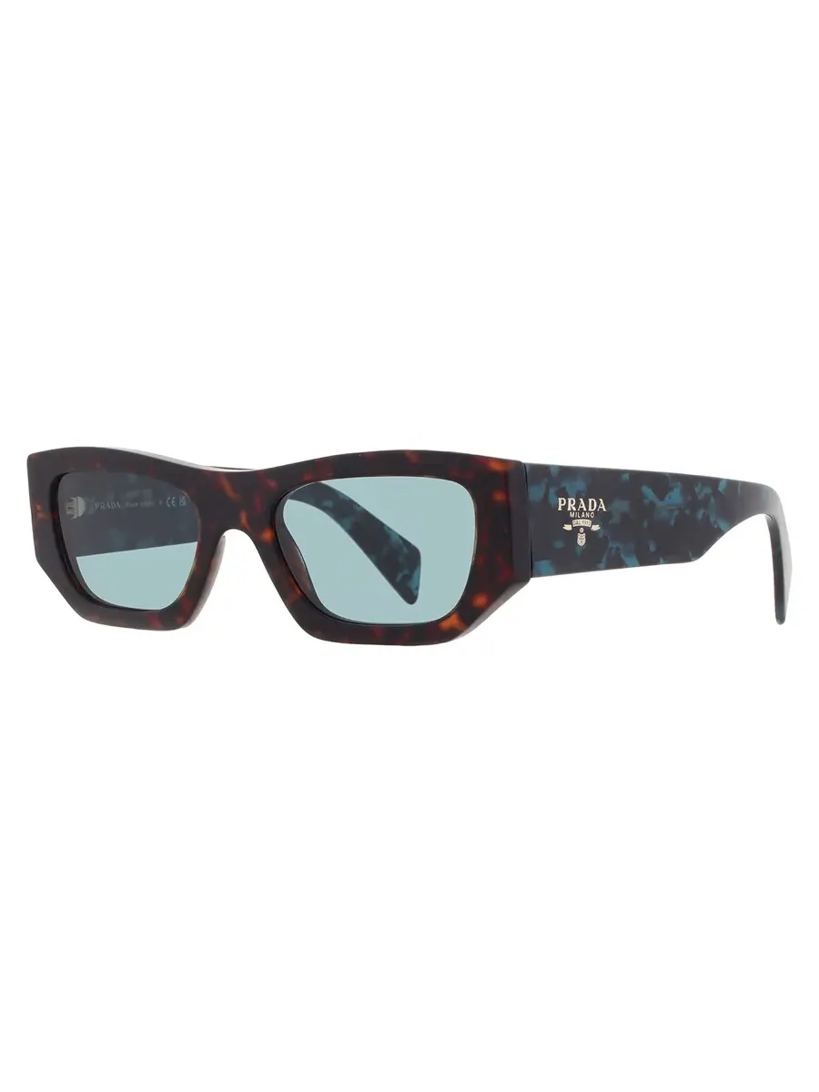 Мужские прямоугольные солнцезащитные очки Prada Petrol Green PR A01S 18Z40K 53 — изображение 2 из 5, коричневый
