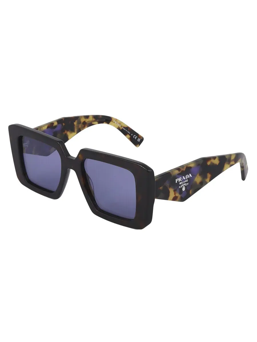 Женские солнцезащитные очки Prada Violet с зеркальными внутренними серебряными квадратными линзами — изображение 4 из 6