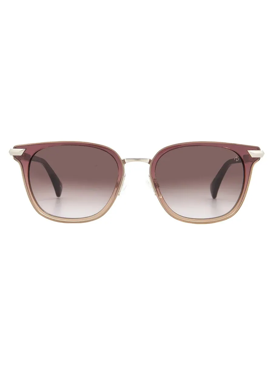 Женские солнцезащитные очки Rag and Bone Brown Gradient Square RNB6000S 0B3V/HA — изображение 1 из 5, фиолетовый/коричневый