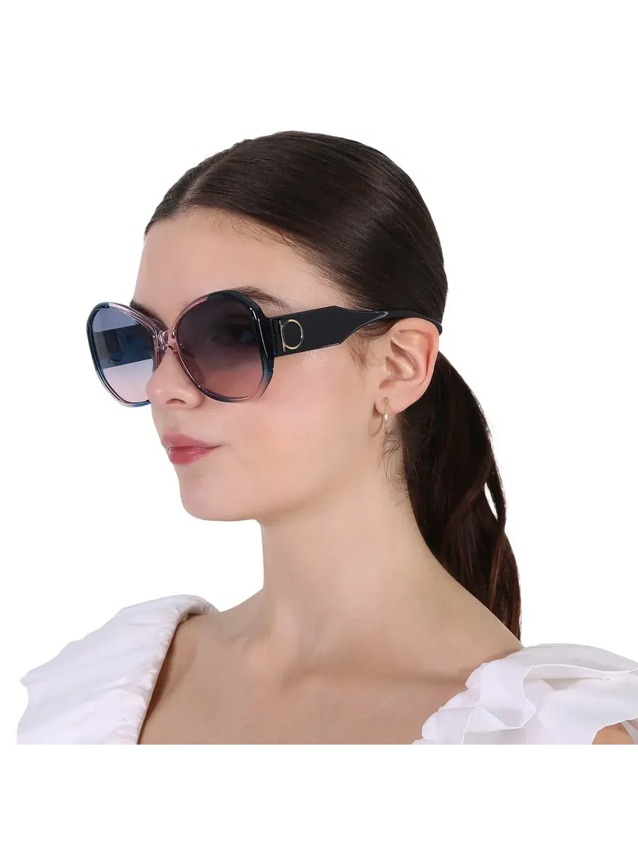 Женские солнцезащитные очки Salvatore Ferragamo Blue Butterfly SF942S 431 61 — изображение 2 из 4, синий розовый