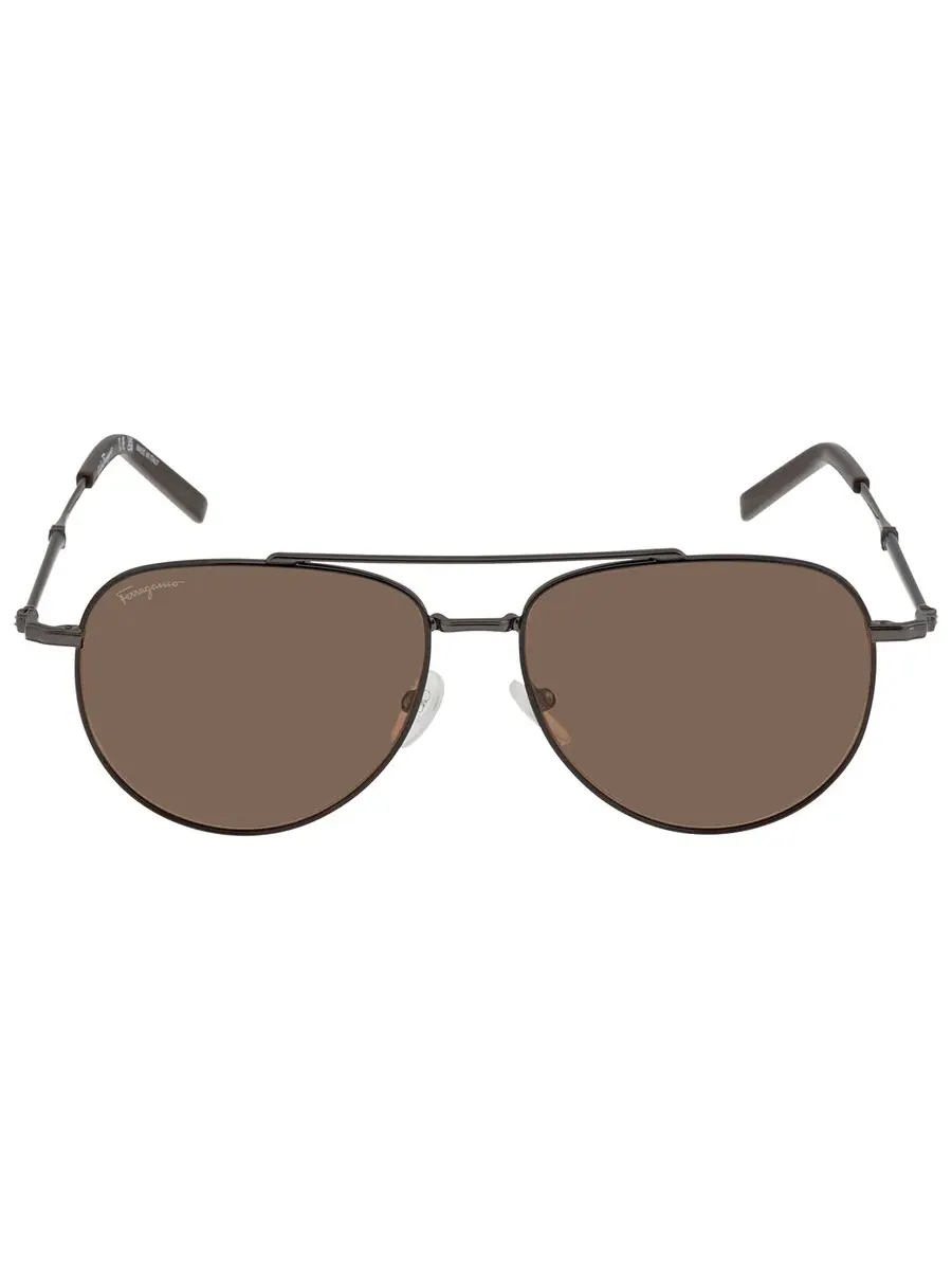 Солнцезащитные очки Salvatore Ferragamo коричневые пилот унисекс SF226S 021 58 — изображение 1 из 4, черный/темный