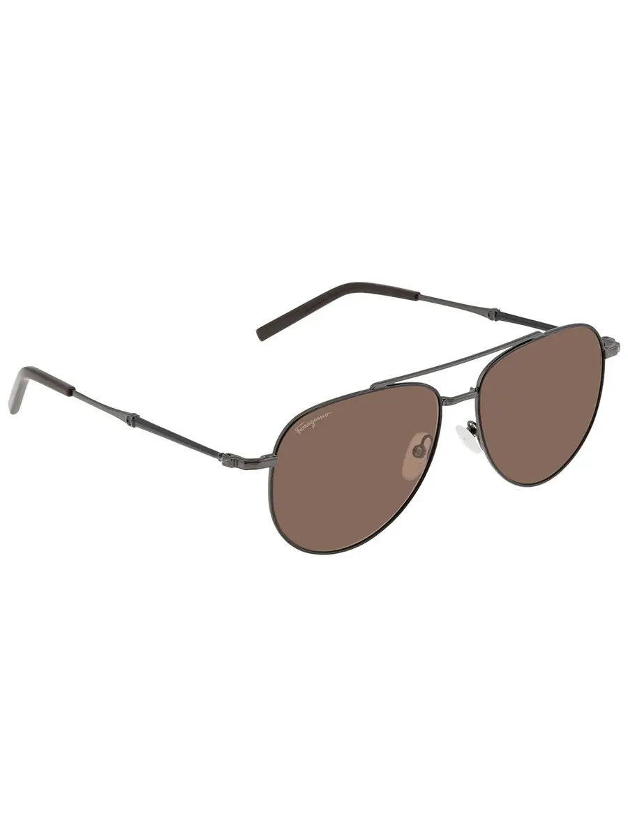 Солнцезащитные очки Salvatore Ferragamo коричневые пилот унисекс SF226S 021 58 — изображение 3 из 4, черный/темный