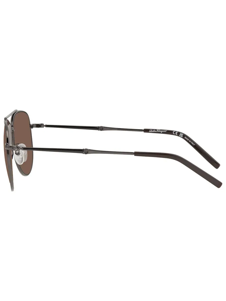 Солнцезащитные очки Salvatore Ferragamo коричневые пилот унисекс SF226S 021 58 — изображение 4 из 4, черный/темный
