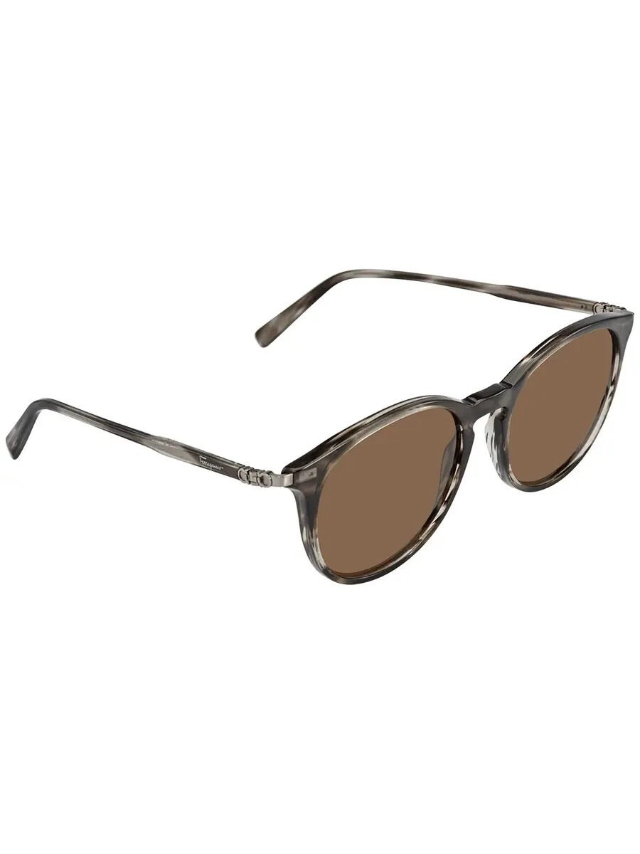 Очки для женщин с коричневыми круглыми оправами Salvatore Ferragamo SF911S 003 53 — изображение 3 из 4, серый
