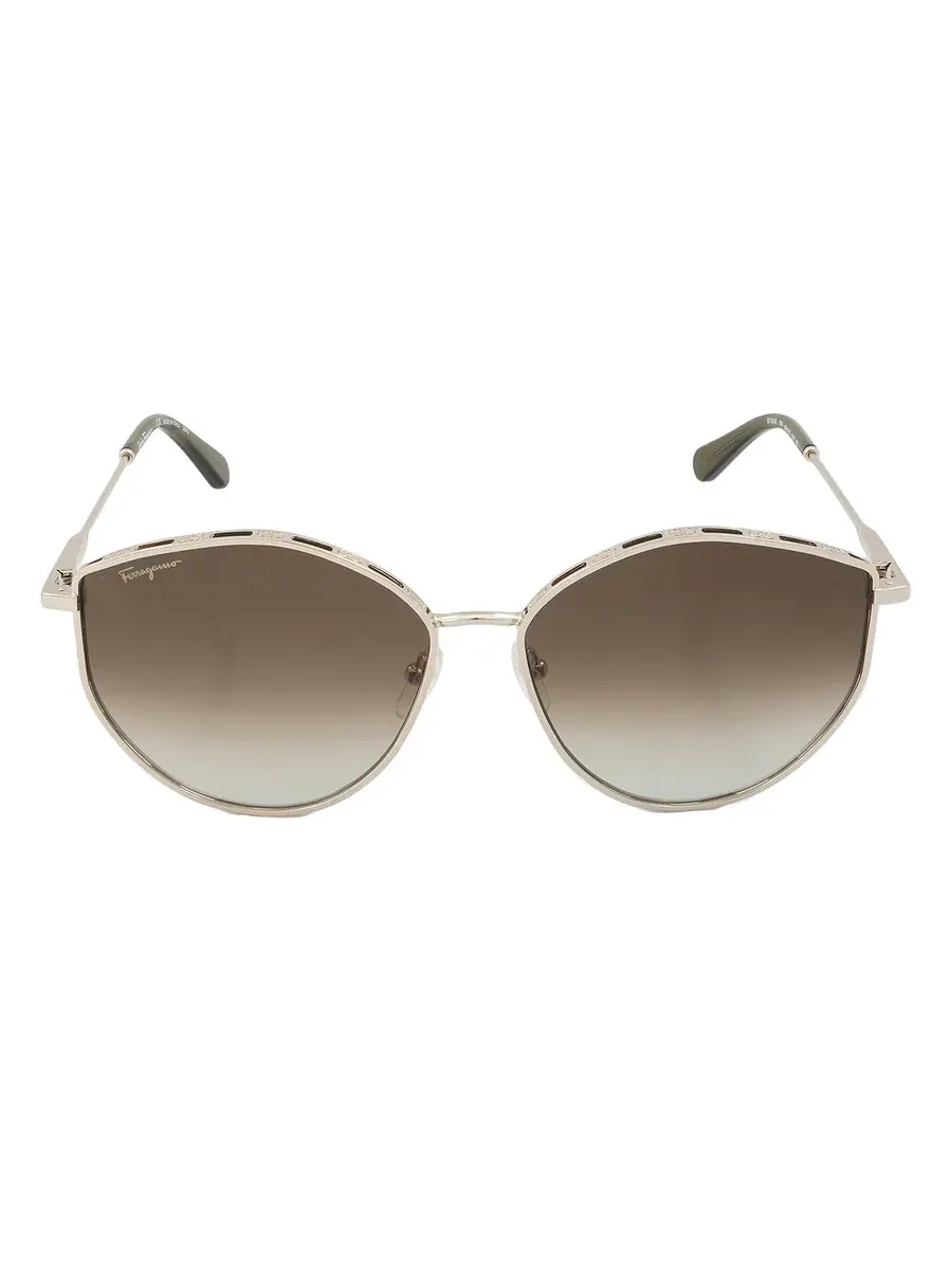 Женские солнцезащитные очки Salvatore Ferragamo Green Gradient Horn SF264S 709 60 — изображение 1 из 4, золотистый/зеленый