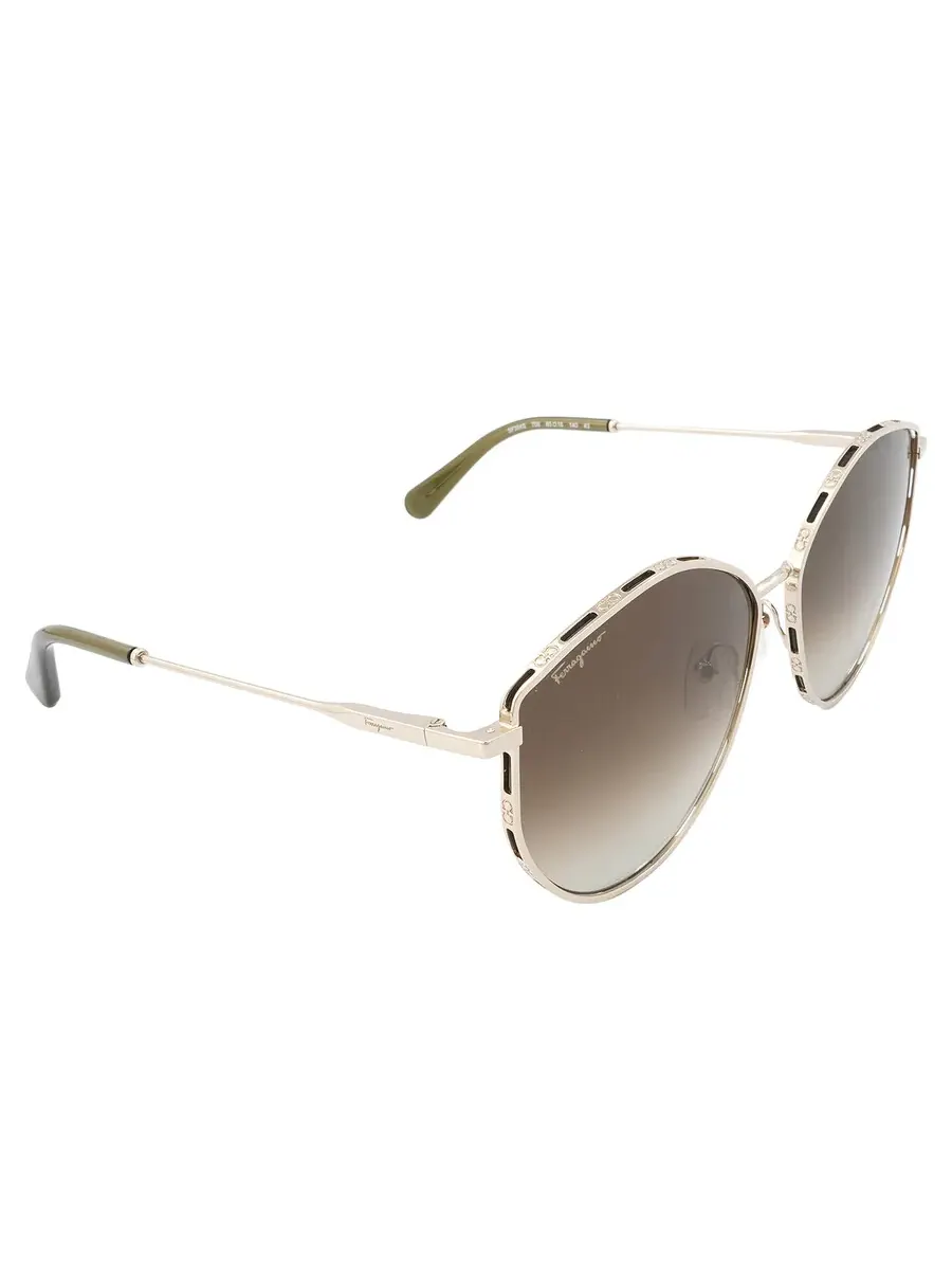 Женские солнцезащитные очки Salvatore Ferragamo Green Gradient Horn SF264S 709 60 — изображение 3 из 4, золотистый/зеленый