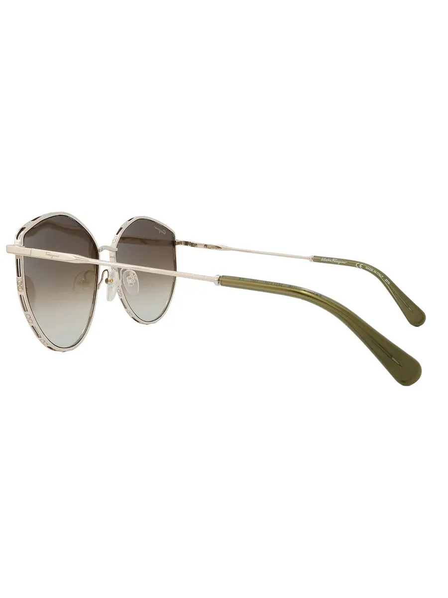 Женские солнцезащитные очки Salvatore Ferragamo Green Gradient Horn SF264S 709 60 — изображение 4 из 4, золотистый/зеленый