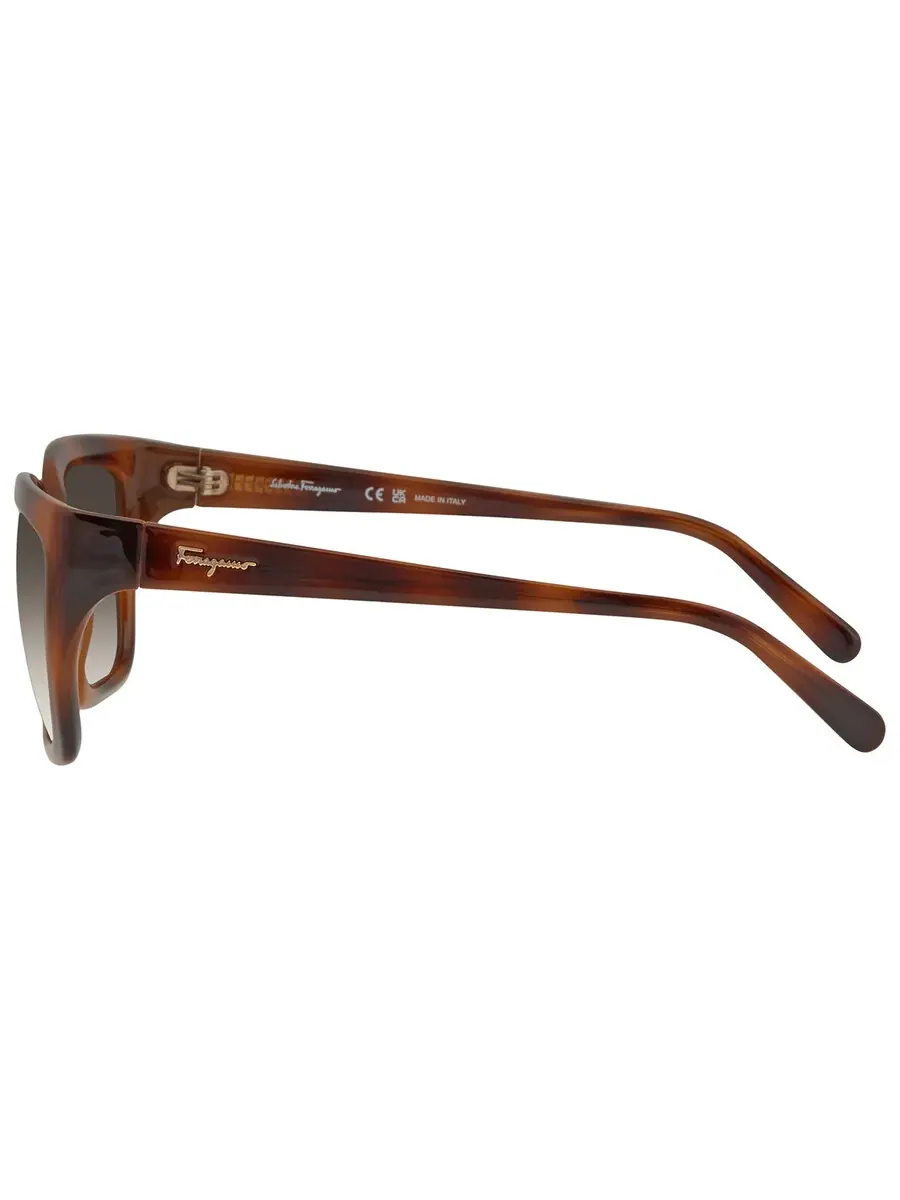 Женские прямоугольные солнцезащитные очки Ferragamo с градиентным переходом цвета коричневого — изображение 4 из 4, серый