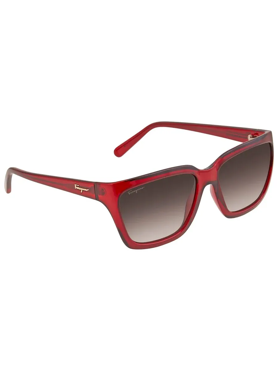 Серые прямоугольные женские солнцезащитные очки Salvatore Ferragamo SF1018S 655 5917 — изображение 3 из 4, винный