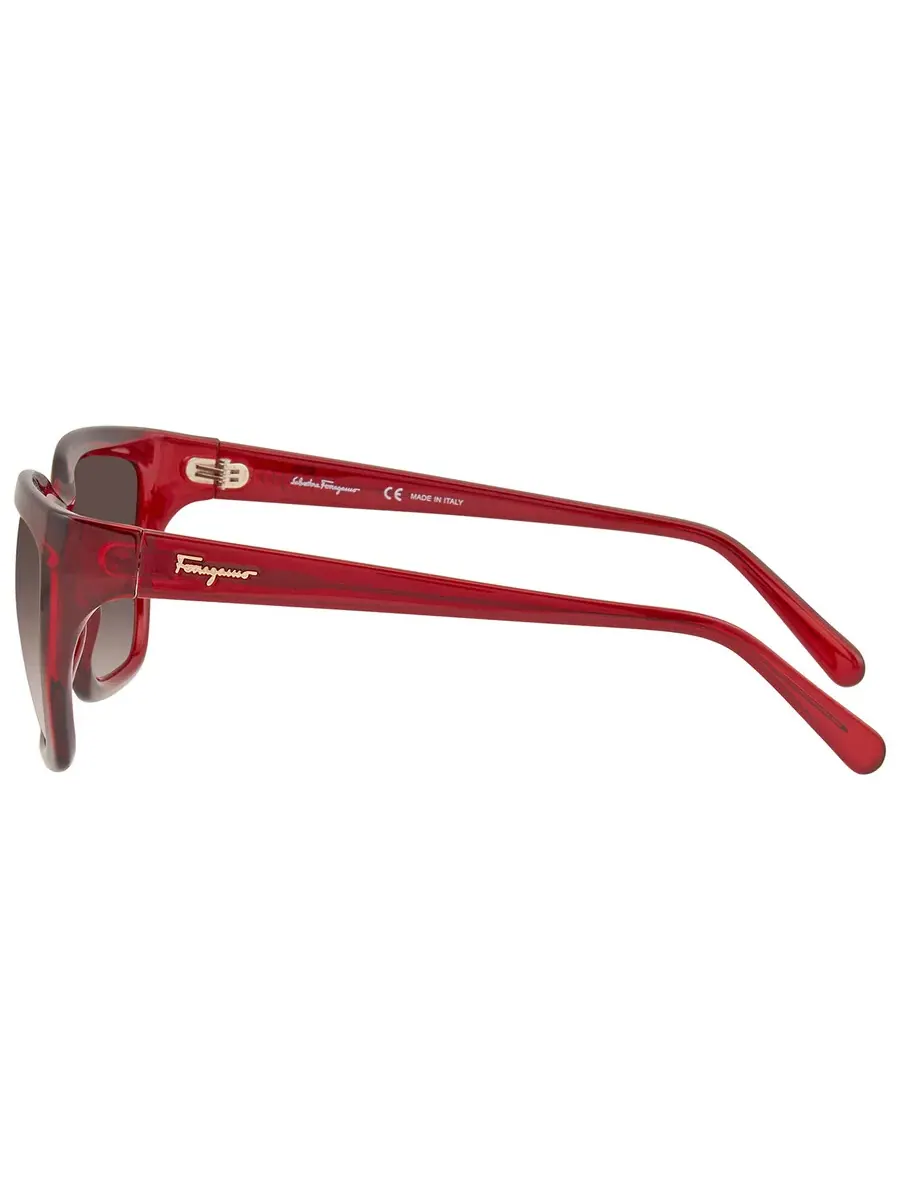 Серые прямоугольные женские солнцезащитные очки Salvatore Ferragamo SF1018S 655 5917 — изображение 4 из 4, винный