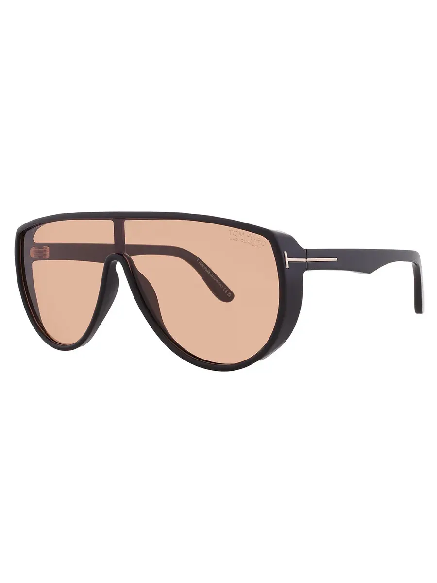 Мужские солнцезащитные очки Tom Ford Achilles Photochromatic Brown Shield FT1182 01E 00 — изображение 2 из 4, черный