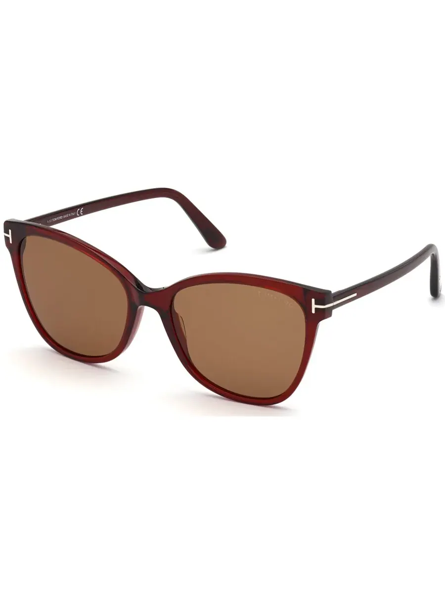 Очки для женщин с коричневыми кошачьими глазами Tom Ford ANI FT0844 68E 58 — изображение 1 из 1, прозрачный бордовый