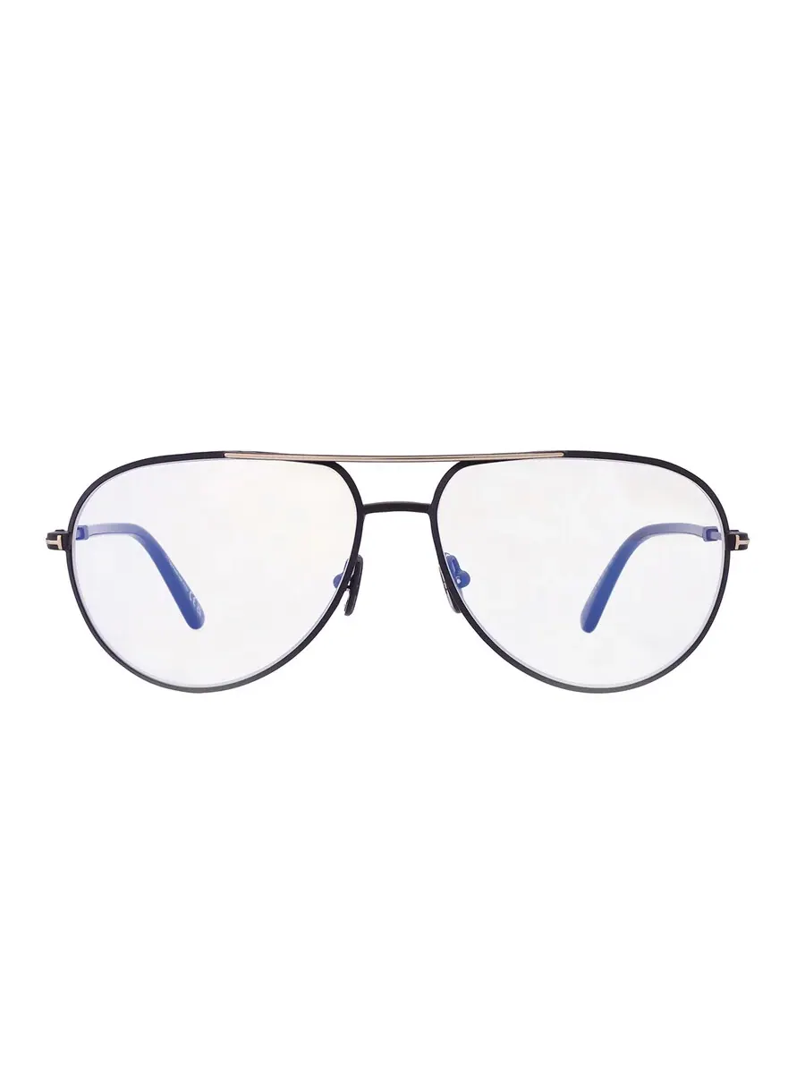 Мужские очки Tom Ford Blue Light Block Pilot FT5829-B 001 57 — изображение 1 из 5, черный золотистый