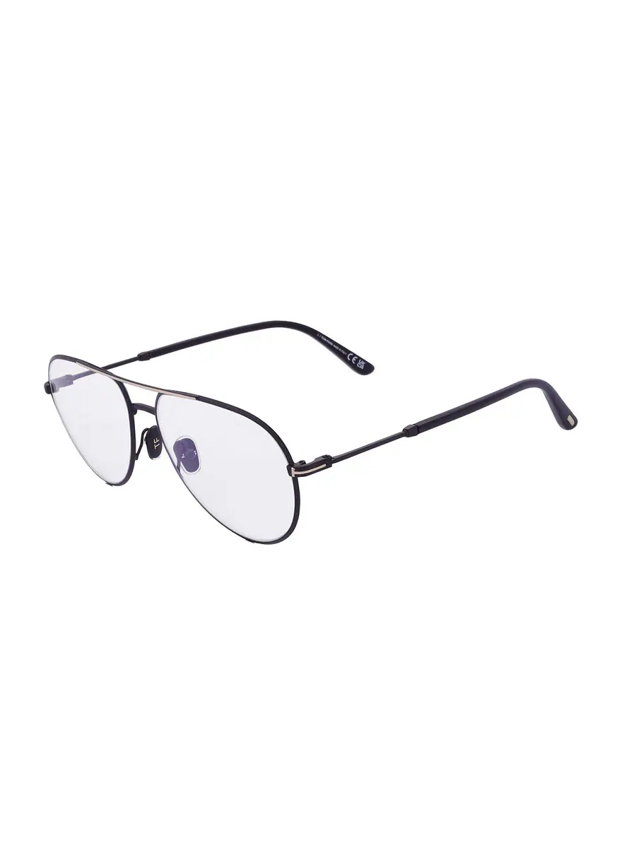 Мужские очки Tom Ford Blue Light Block Pilot FT5829-B 001 57 — изображение 3 из 5, черный золотистый