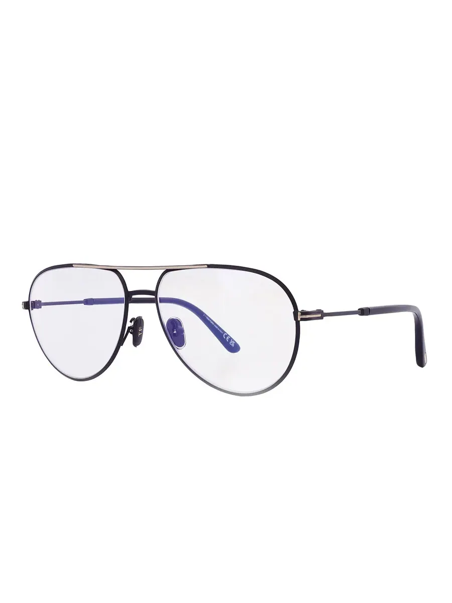 Мужские очки Tom Ford Blue Light Block Pilot FT5829-B 001 57 — изображение 5 из 5, черный золотистый