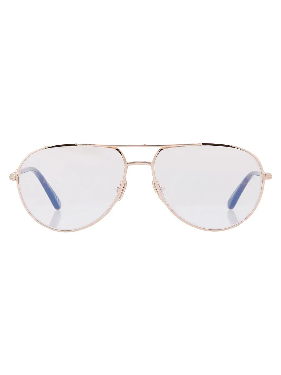 Мужские очки Tom Ford Blue Light Block Pilot FT5829-B 028 57 — изображение 1 из 4, розовый золотистый