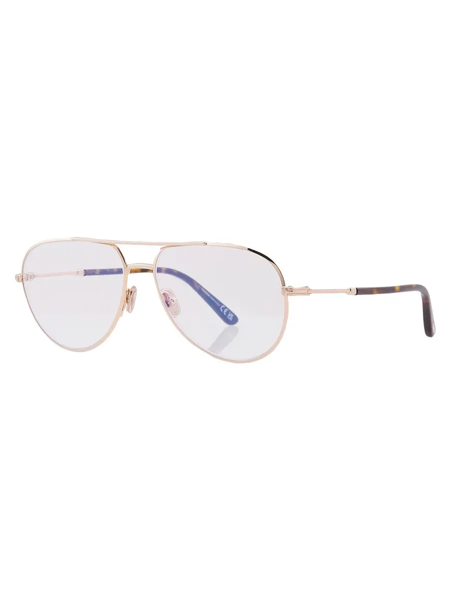 Мужские очки Tom Ford Blue Light Block Pilot FT5829-B 028 57 — изображение 2 из 4, розовый золотистый