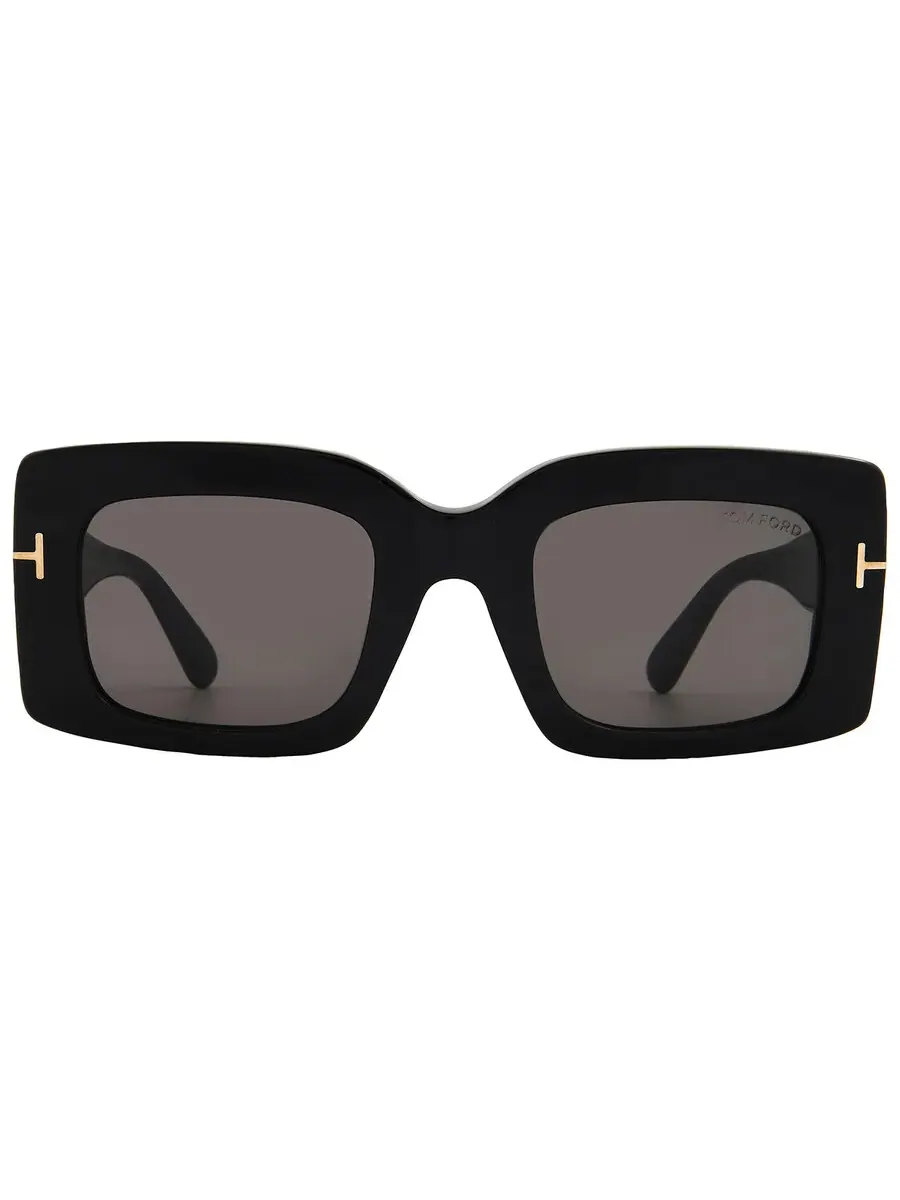 Женские прямоугольные солнцезащитные очки Tom Ford Brigitta Smoke FT1188 01A 50 — изображение 1 из 4, черный