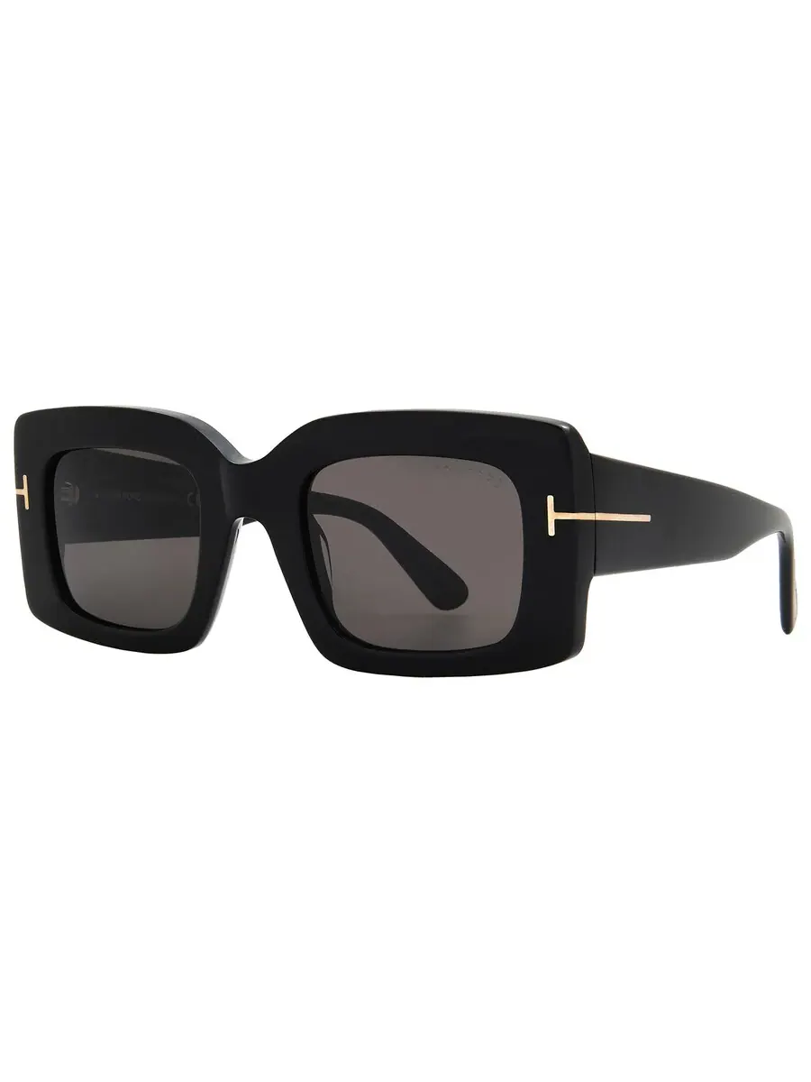 Женские прямоугольные солнцезащитные очки Tom Ford Brigitta Smoke FT1188 01A 50 — изображение 2 из 4, черный