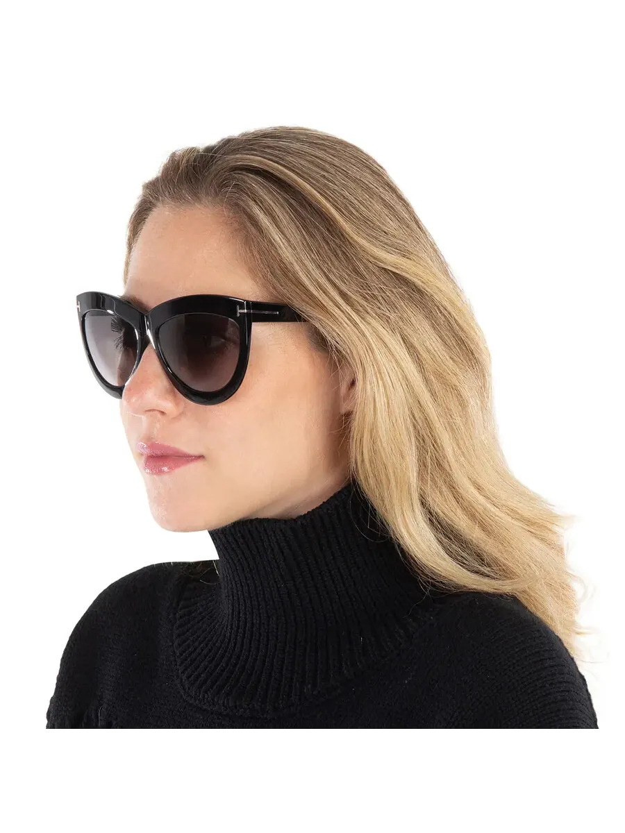 Женские солнцезащитные очки Tom Ford Doris Smoke Gradient Cat Eye FT1112 01B 59 — изображение 2 из 5, черный