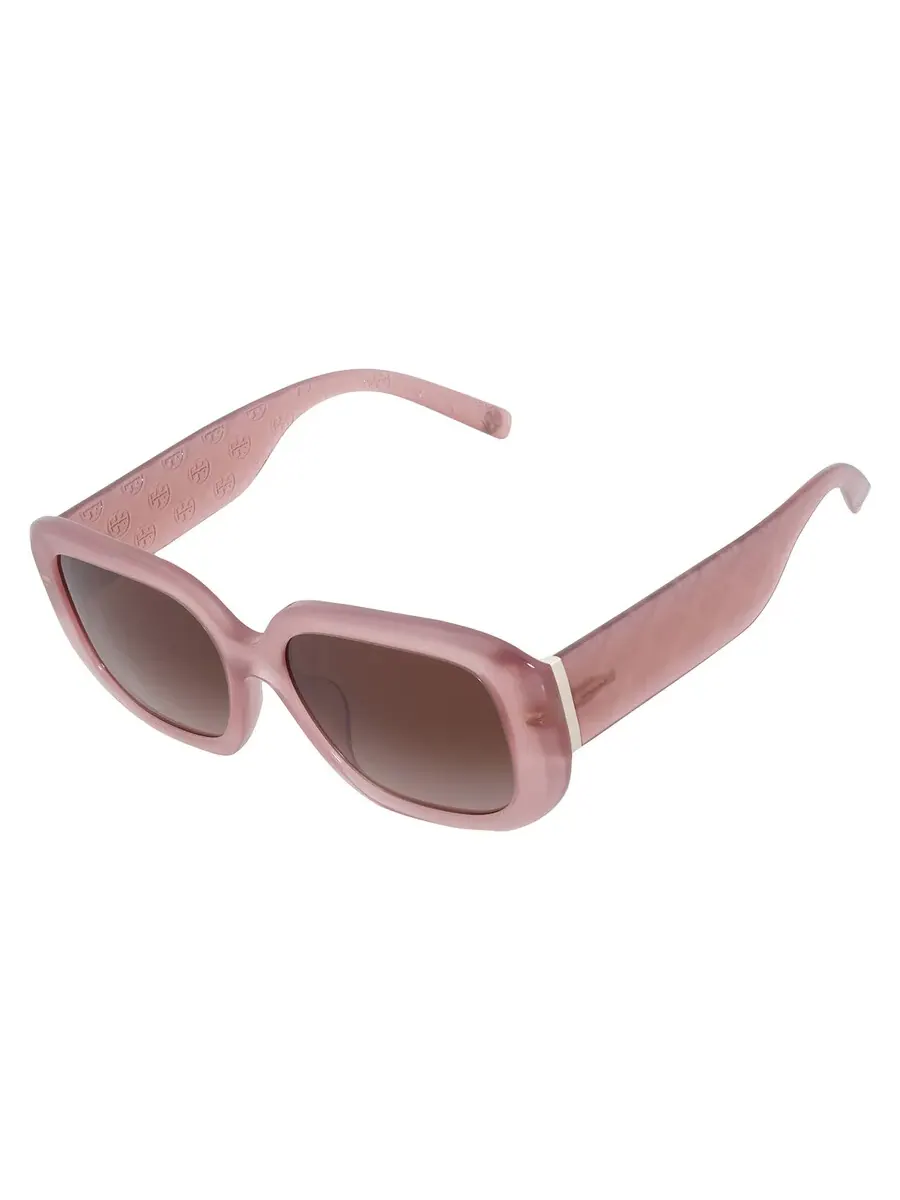 Женские солнцезащитные очки Tory Burch Brown Gradient Geometric TY7218U 202813 54 — изображение 3 из 5, винный розовый