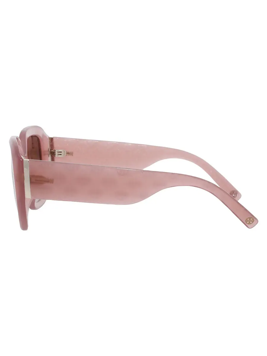 Женские солнцезащитные очки Tory Burch Brown Gradient Geometric TY7218U 202813 54 — изображение 4 из 5, винный розовый