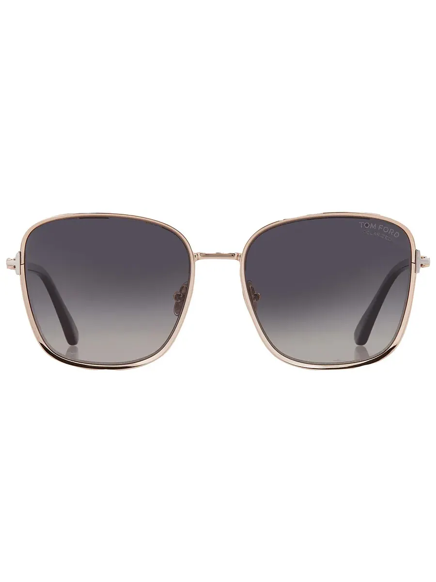 Женские солнцезащитные очки Tom Ford Fern Polarized Smoke квадратной формы FT1029 28D 57 — изображение 1 из 5
