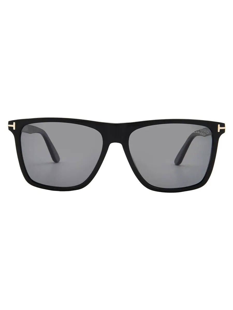 Мужские солнцезащитные очки Tom Ford Fletcher Polarized Smoke Square FT0832 01D 57 — изображение 1 из 4, черный