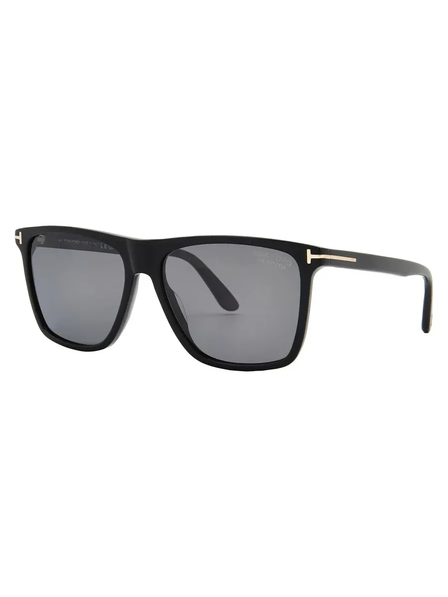 Мужские солнцезащитные очки Tom Ford Fletcher Polarized Smoke Square FT0832 01D 57 — изображение 2 из 4, черный