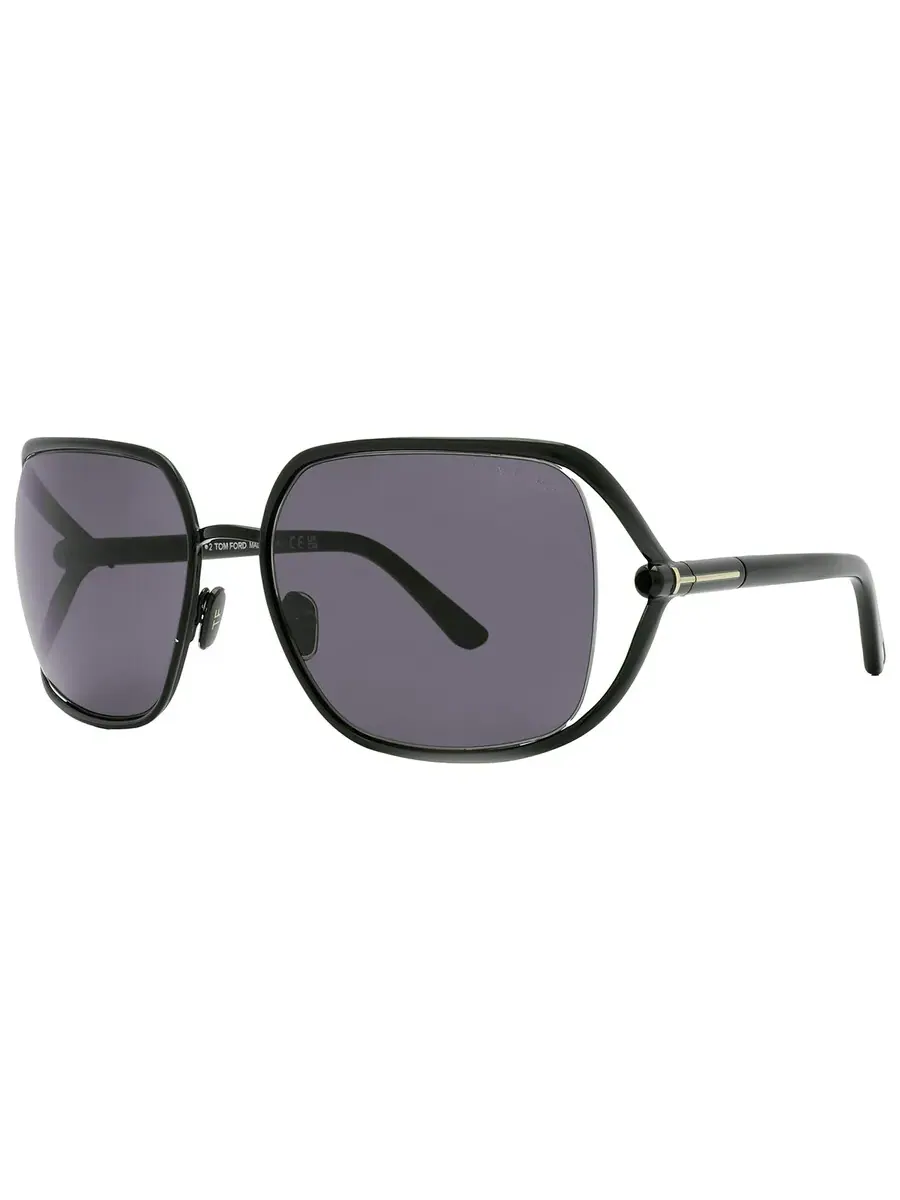 Женские прямоугольные солнцезащитные очки Tom Ford Goldie Smoke FT1092 01A 60 — изображение 3 из 5, черный