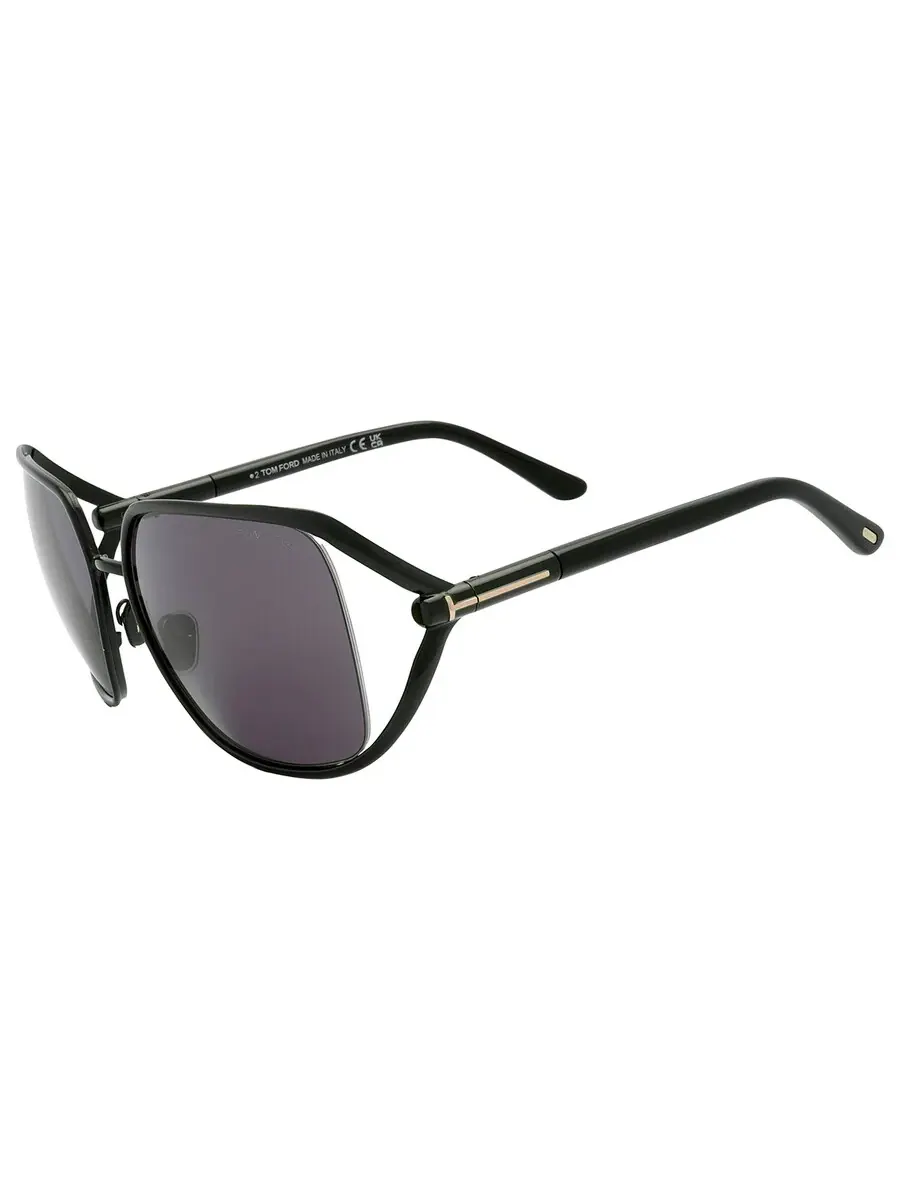 Женские прямоугольные солнцезащитные очки Tom Ford Goldie Smoke FT1092 01A 60 — изображение 4 из 5, черный