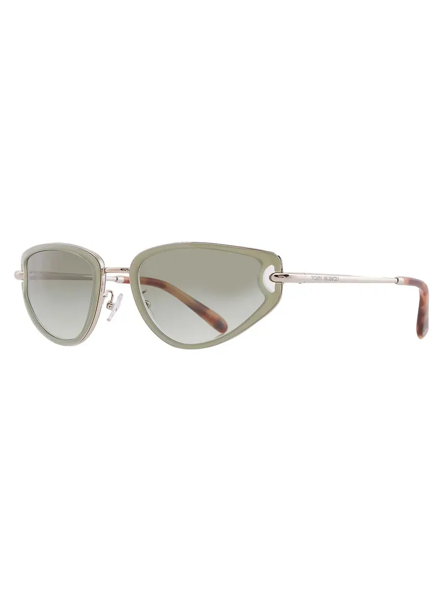Женские солнцезащитные очки Tory Burch Green Gradient Cat Eye TY6115 33468E 57 — изображение 2 из 5, зеленый/серебристый