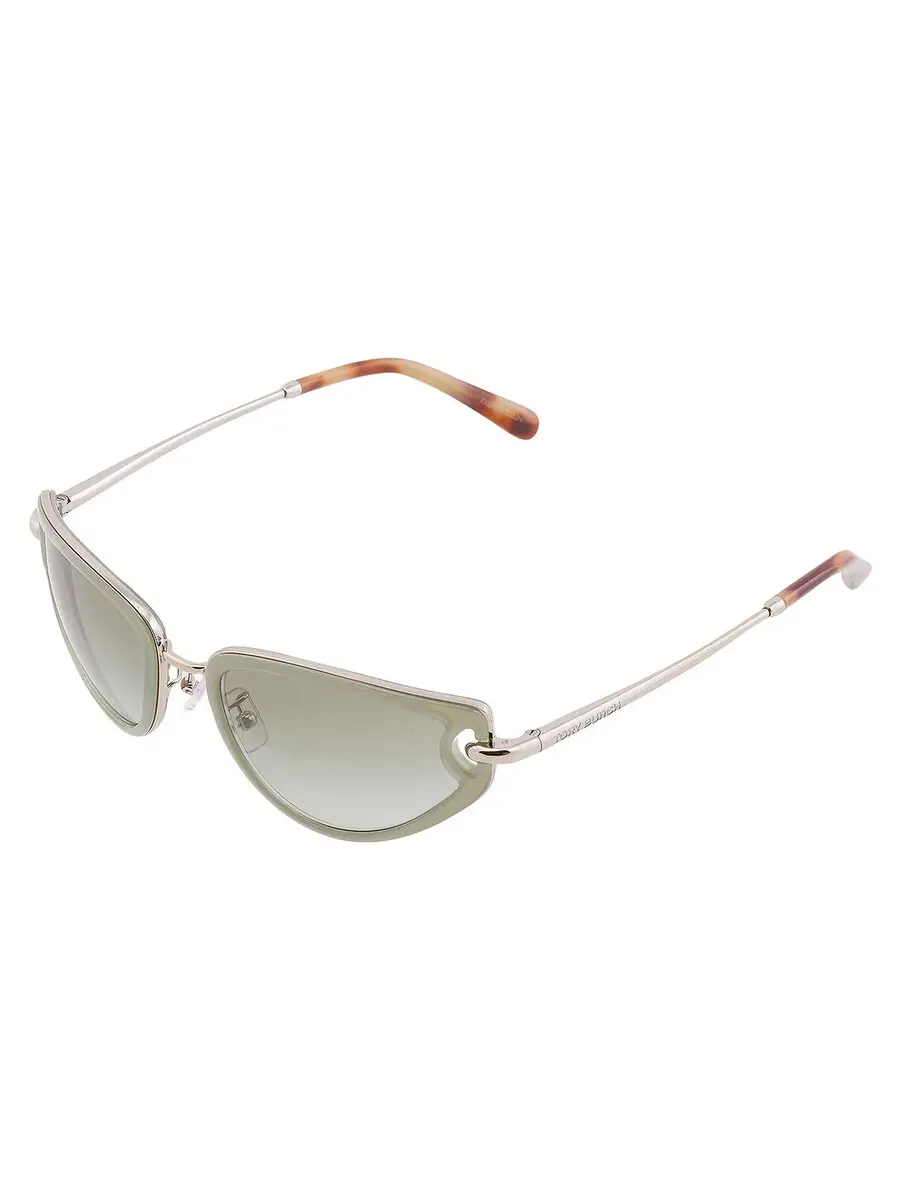 Женские солнцезащитные очки Tory Burch Green Gradient Cat Eye TY6115 33468E 57 — изображение 3 из 5, зеленый/серебристый