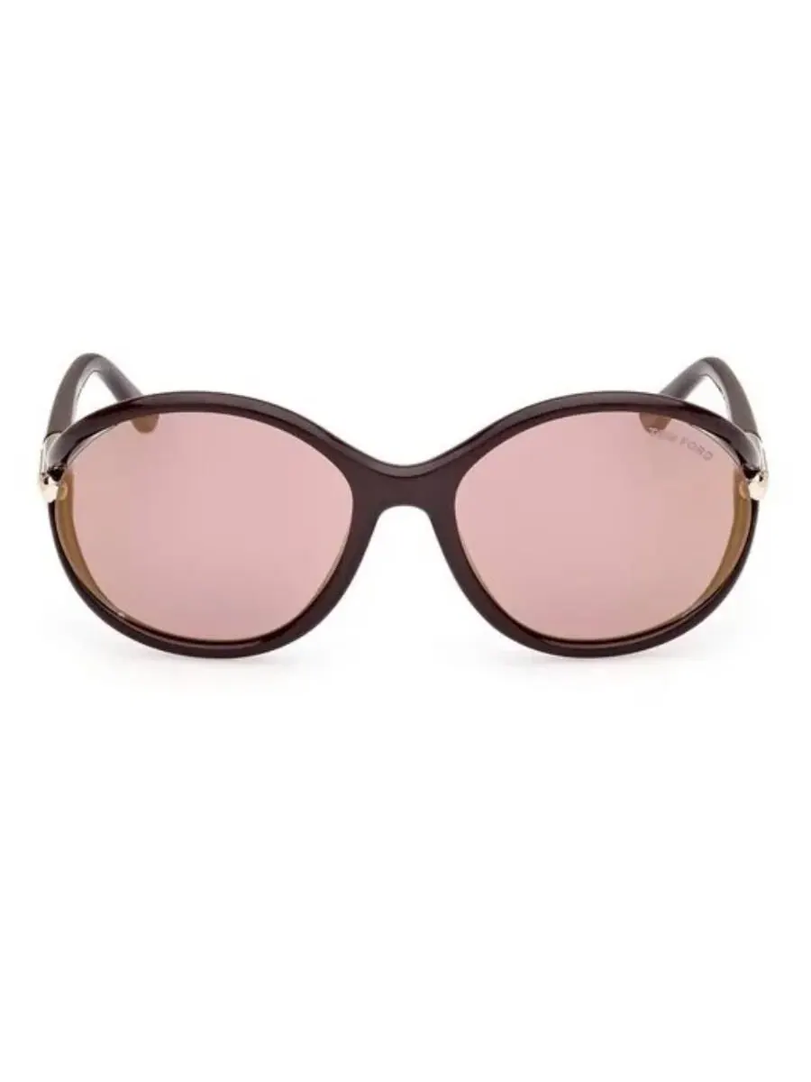 Очки для женщин Tom Ford Melody Brown Mirror Oval FT1090 48Z 59 — изображение 1 из 3, темный фиолетовый