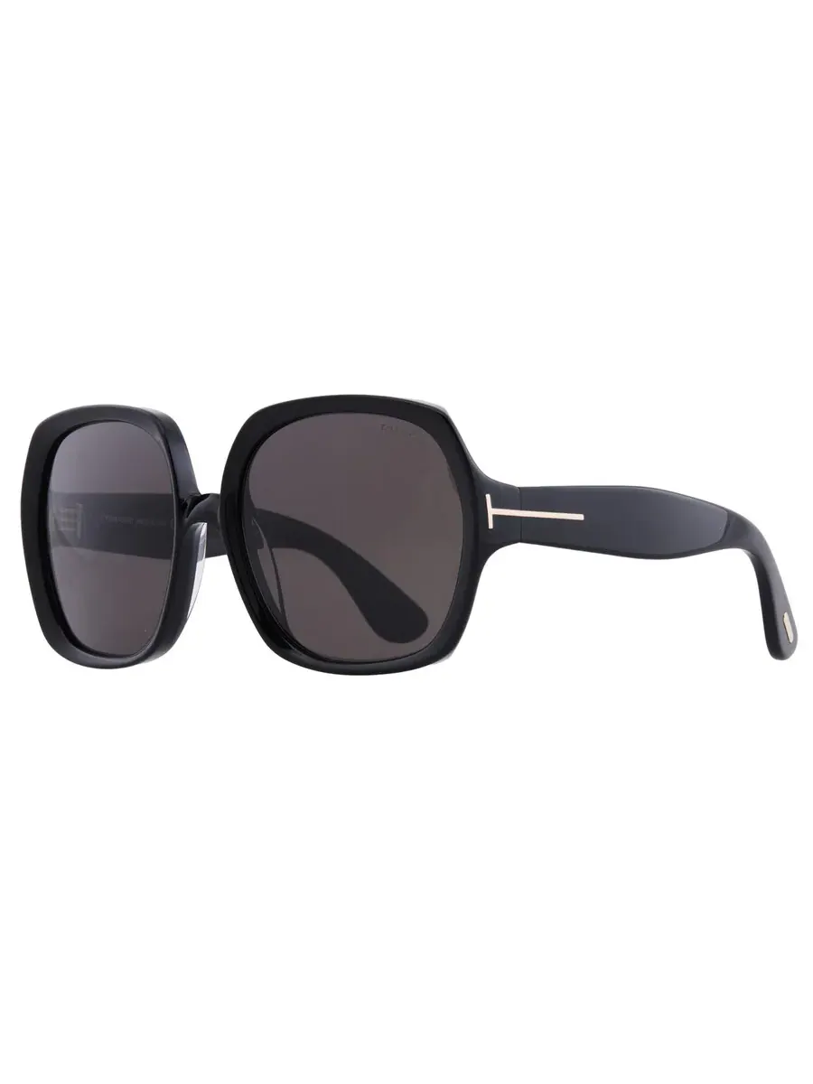 Женские квадратные солнцезащитные очки Tom Ford Saffron Smoke FT1221 01A 60 — изображение 2 из 4, черный