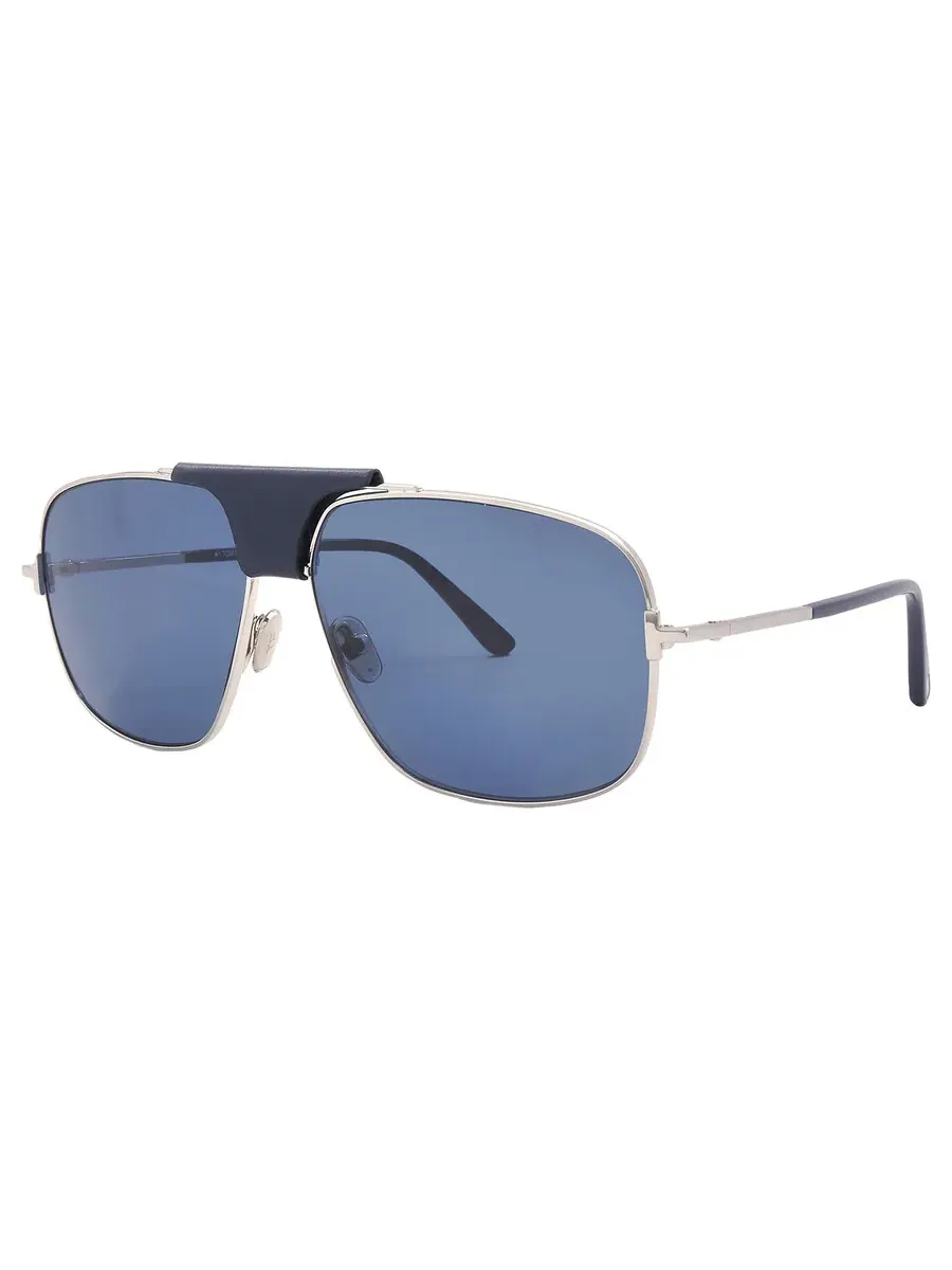 Мужские солнцезащитные очки Tom Ford Tex Blue Navigator FT1096 16V 62 — изображение 2 из 4, серебристый палладий