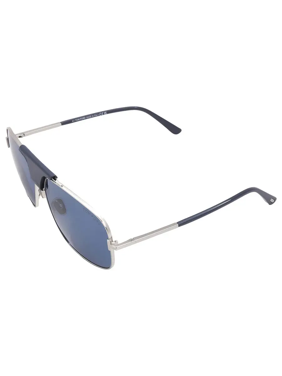 Мужские солнцезащитные очки Tom Ford Tex Blue Navigator FT1096 16V 62 — изображение 4 из 4, серебристый палладий