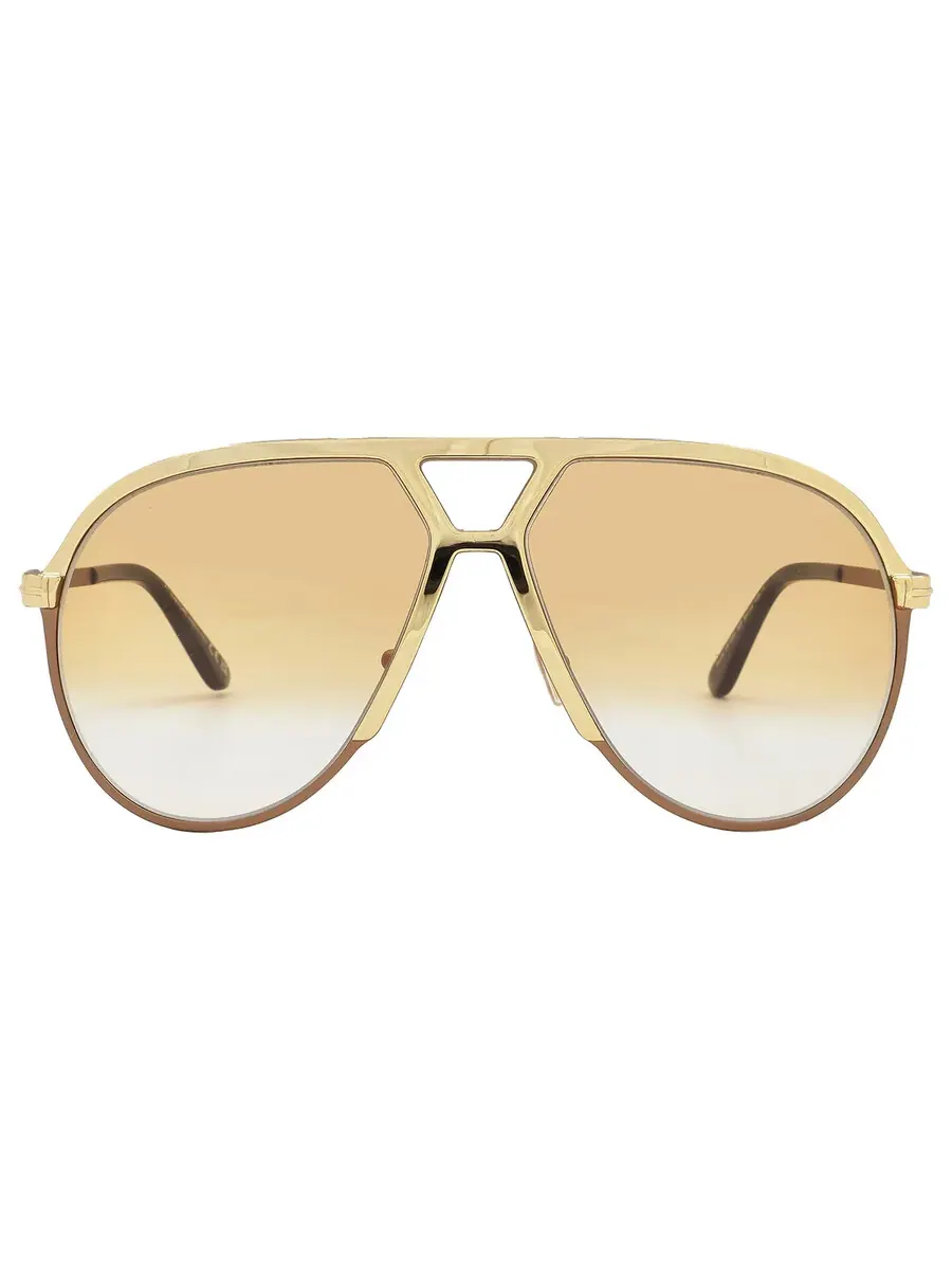 Мужские солнцезащитные очки Tom Ford Xavier Brown Gradient Pilot FT1060 30F 64 — изображение 1 из 4, глубокий золотистый