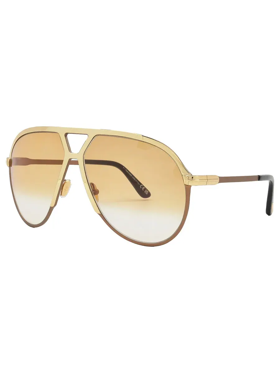 Мужские солнцезащитные очки Tom Ford Xavier Brown Gradient Pilot FT1060 30F 64 — изображение 2 из 4, глубокий золотистый