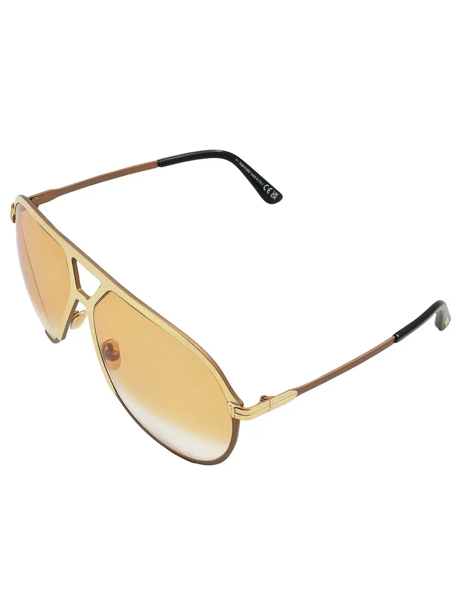 Мужские солнцезащитные очки Tom Ford Xavier Brown Gradient Pilot FT1060 30F 64 — изображение 4 из 4, глубокий золотистый