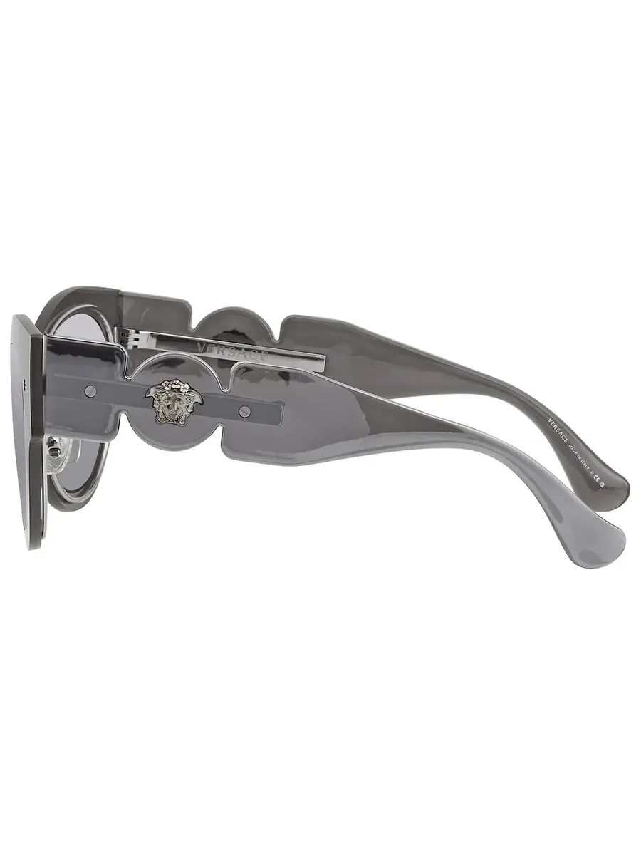 Женские солнцезащитные очки Versace Light Grey с зеркальными серебристыми стеклами в форме — изображение 3 из 4, серый